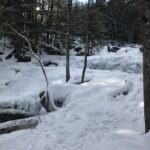 Winter waterfalls in the White Mountains, New Hampshire near North Conway and Attitash Mountain Village