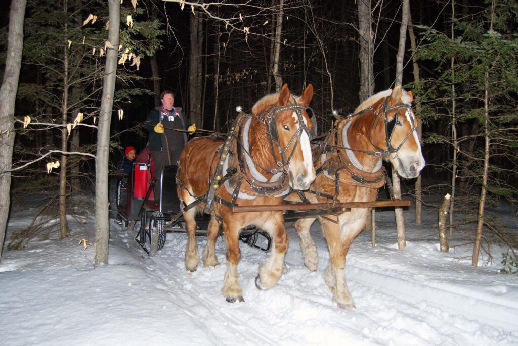 Horse drawn sleigh ride at Attitash Mountain Village, Bartlett, New Hampshire